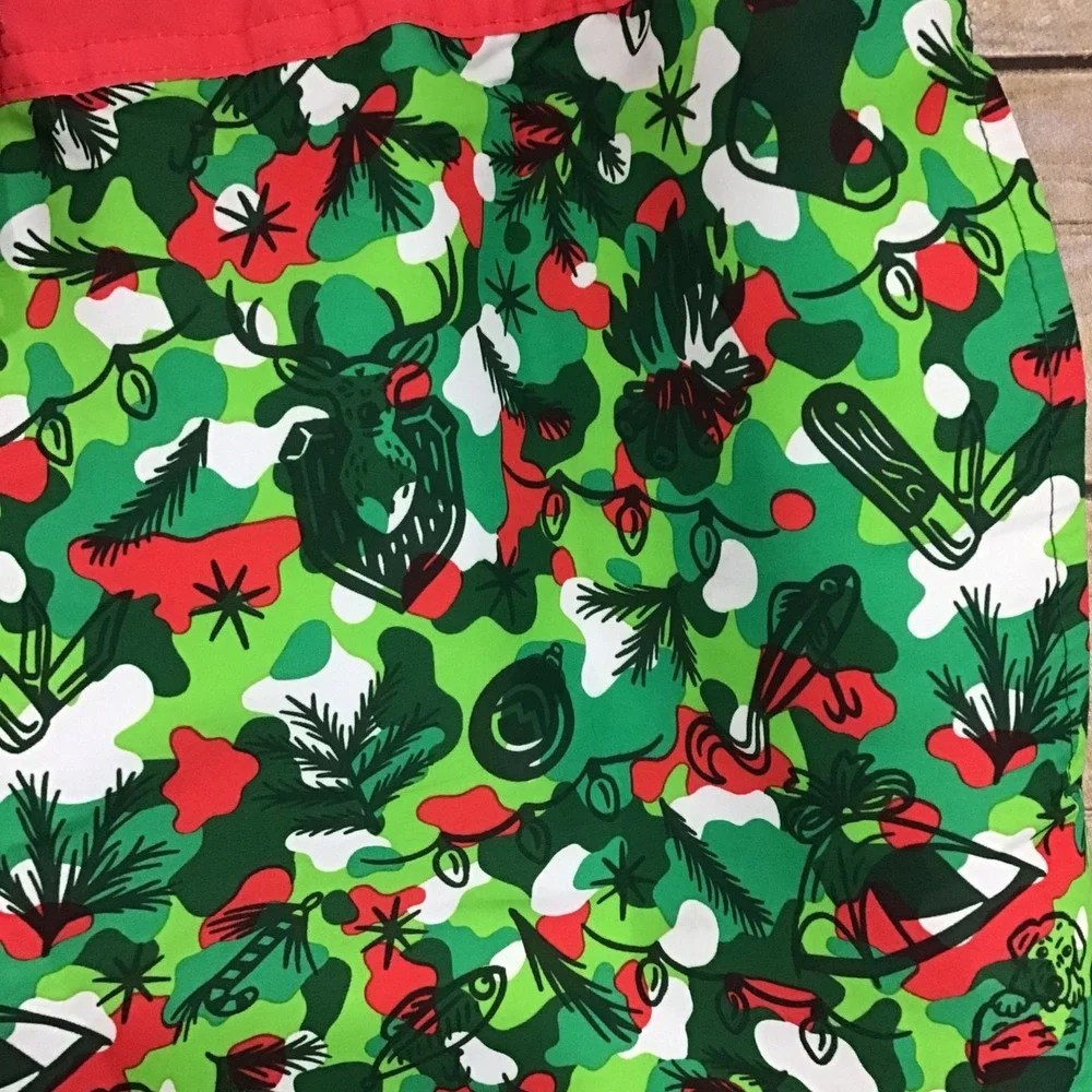 Magellan Outdoors‎ Mens Fish Gear Swim Trunks Shorts Size S Green Camo Christmas